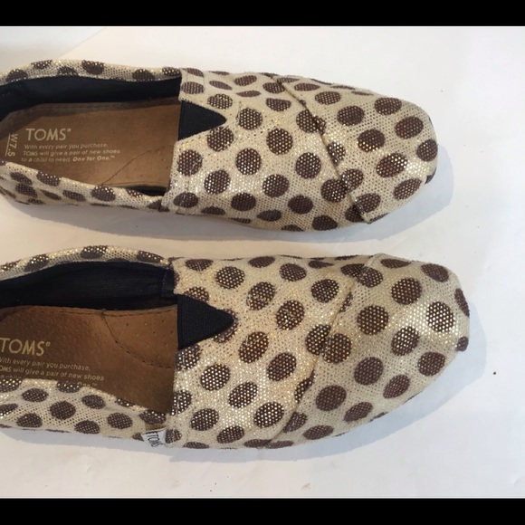 TOMS POLKA DOT METALLIC SLIP ON FLATS SZ 7.5 - Picture 5 of 12